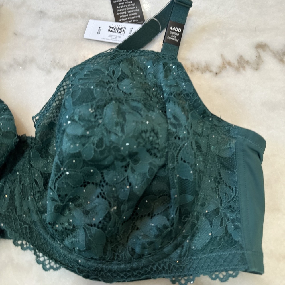 Torrid NWT Full Coverage Unlined Lace Bra Size 44DD Emerald Green - Picture 3 of 11